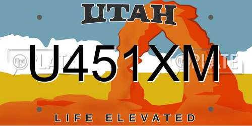 U451XM Utah License Plate