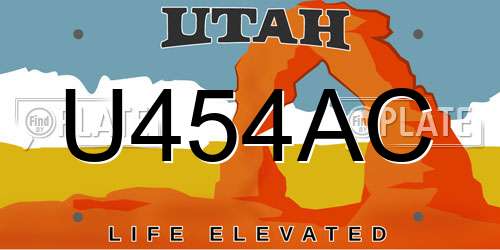U454AC Utah License Plate