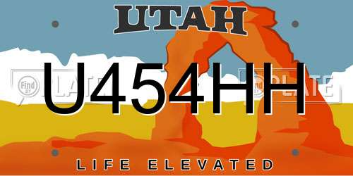 U454HH Utah License Plate