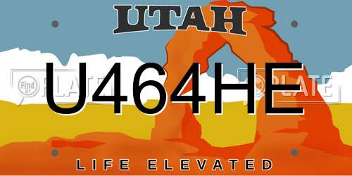 U464HE Utah License Plate