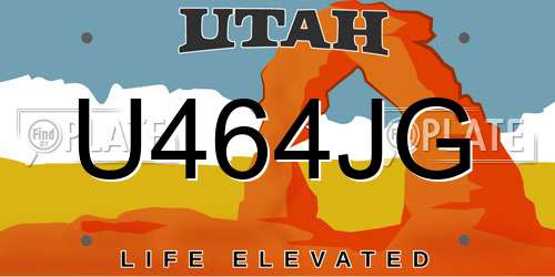 U464JG Utah License Plate