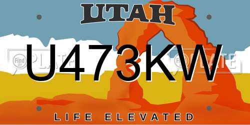 U473KW Utah License Plate