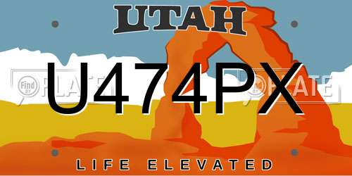 U474PX Utah License Plate
