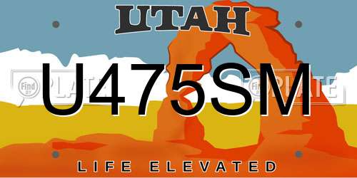 U475SM Utah License Plate