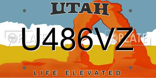 U486VZ Utah License Plate
