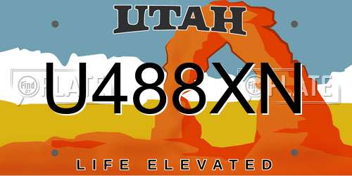 U488XN Utah License Plate