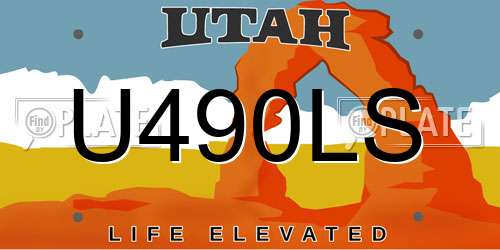 U490LS Utah License Plate