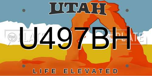 U497BH Utah License Plate