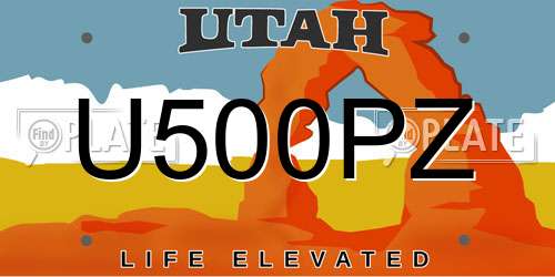 U500PZ Utah License Plate