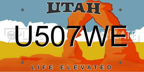 U507WE Utah License Plate