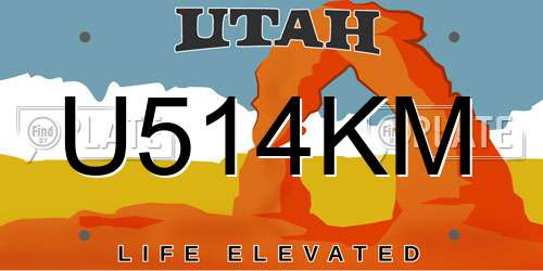 U514KM Utah License Plate