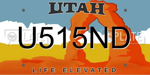 U515ND Utah License Plate