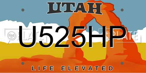 U525HP Utah License Plate