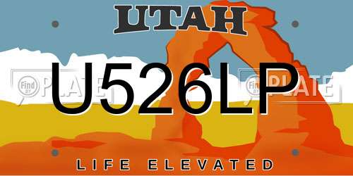 U526LP Utah License Plate