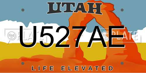 U527AE Utah License Plate