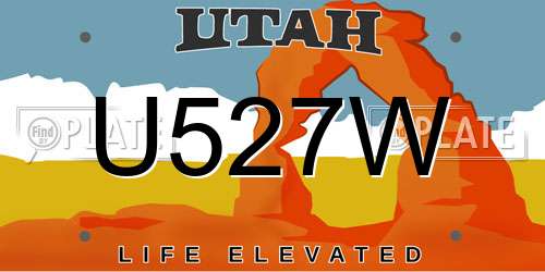 U527W Utah License Plate
