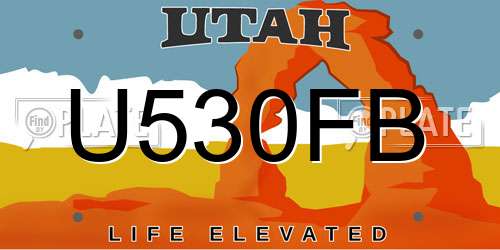U530FB Utah License Plate