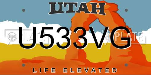 U533VG Utah License Plate