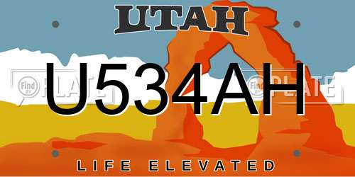 U534AH Utah License Plate