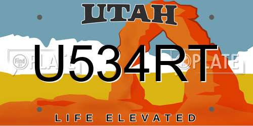 U534RT Utah License Plate