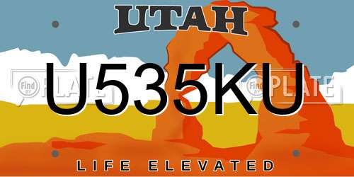 U535KU Utah License Plate
