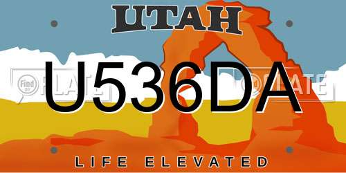 U536DA Utah License Plate