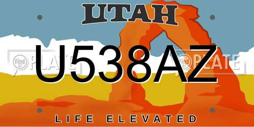 U538AZ Utah License Plate