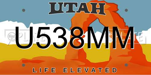 U538MM Utah License Plate