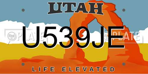 U539JE Utah License Plate