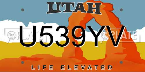 U539YV Utah License Plate