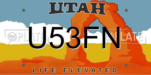 U53FN Utah License Plate