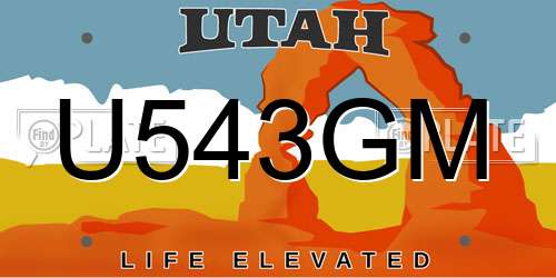 U543GM Utah License Plate