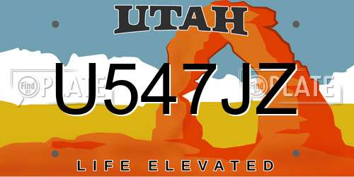 U547JZ Utah License Plate