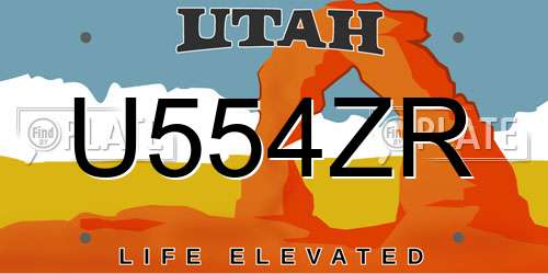 U554ZR Utah License Plate