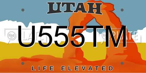 U555TM Utah License Plate