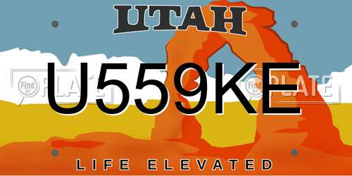 U559KE Utah License Plate