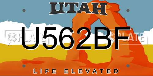 U562BF Utah License Plate