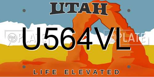 U564VL Utah License Plate
