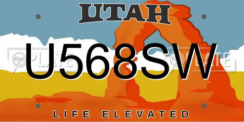 U568SW Utah License Plate