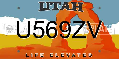 U569ZV Utah License Plate