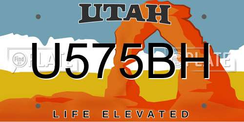 U575BH Utah License Plate