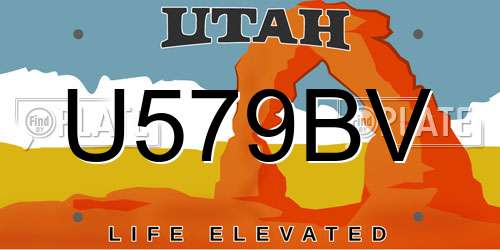 U579BV Utah License Plate