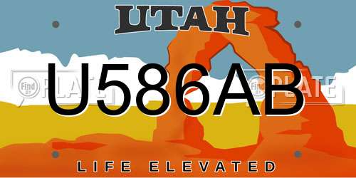 U586AB Utah License Plate