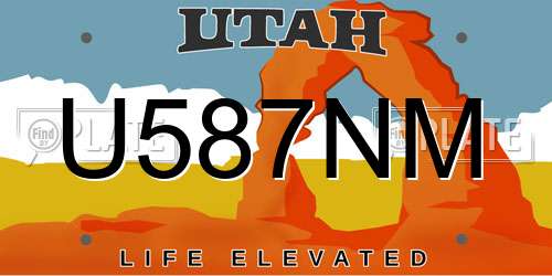 U587NM Utah License Plate