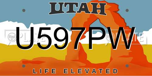 U597PW Utah License Plate