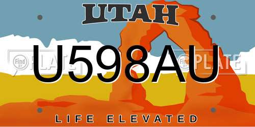 U598AU Utah License Plate