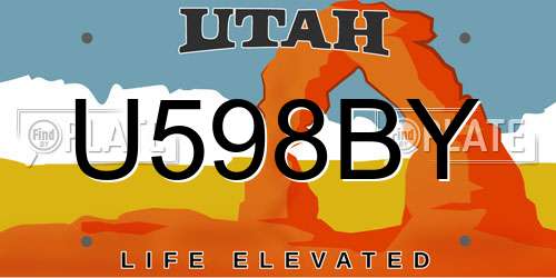 U598BY Utah License Plate