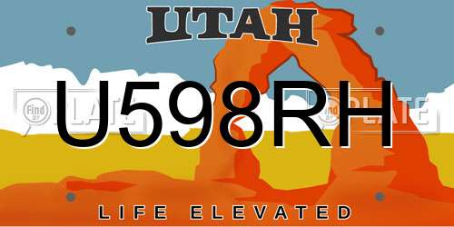 U598RH Utah License Plate