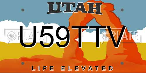 U59TTV Utah License Plate