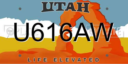 U616AW Utah License Plate